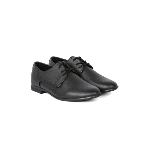Perroquet Shoes Dressy Lace Shoes - Black Textured Leather