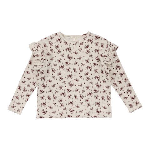 Lil Legs Ruffle Shoulder T-Shirt Long Sleeve - Floral Cluster
