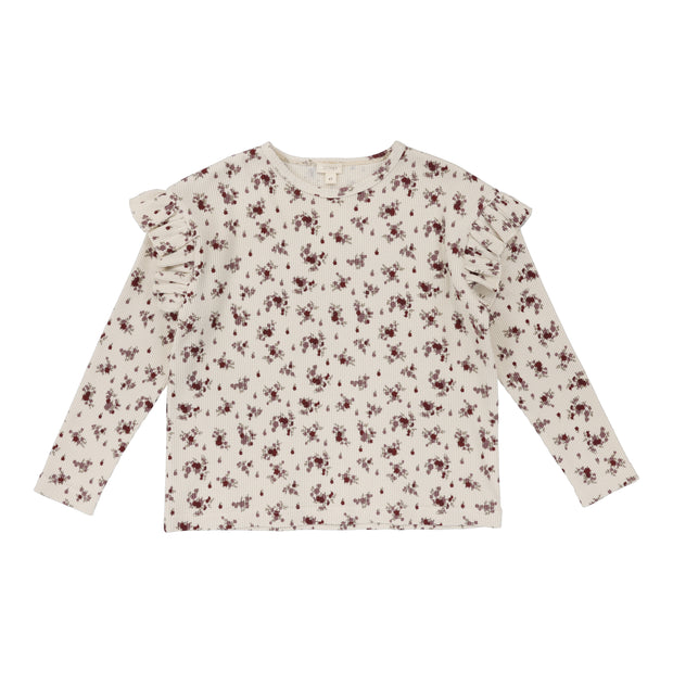 Lil Legs Ruffle Shoulder T-Shirt Long Sleeve - Floral Cluster