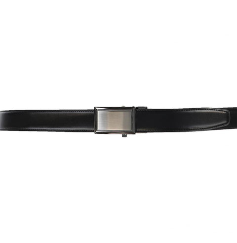 TO Collection Boys Leather Track Belt - Rectangle Brushed Metal BLT-TB-4B