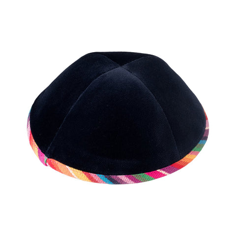 ikippah Velvet Yarmulka - Navy/Colorful
