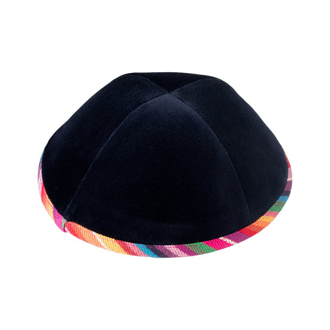 ikippah Velvet Yarmulka - Navy/Colorful