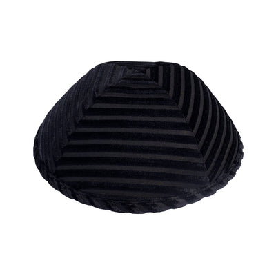 iKippah Striped Velvet Yarmulka - Black