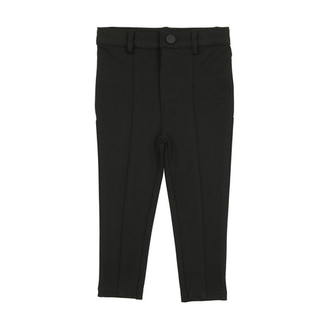 Lil Legs Knit Stretch Pants with Leg Seam - Black