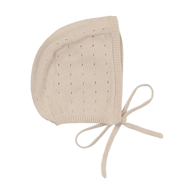 Lilette Dotted Open Knit Bonnet - Taupe