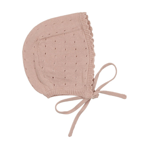 Lilette Dotted Open Knit Bonnet - Pink