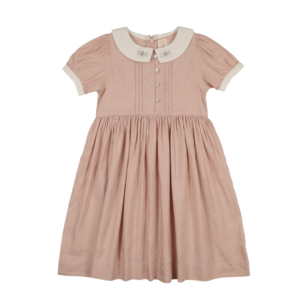 Analogie Bud Pink Pintuck Collar Dress 6X / Bud Pink