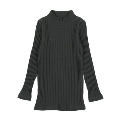 Lil Legs Ribbed Mock Neck - Midnight