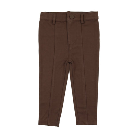 Lil Legs Knit Stretch Pants with Leg Seam - Classic Brown