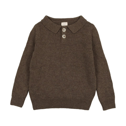 Analogie Boys Knit Polo - Heather Brown