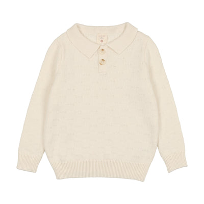 Analogie Boys Knit Polo Long Sleeve - Cream