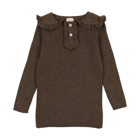 Analogie Girls Knit Polo - Heather Brown