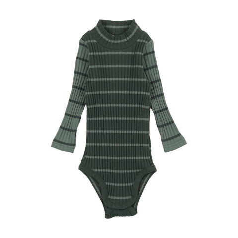 Lil Legs Stripe Mockneck Onesie - Green