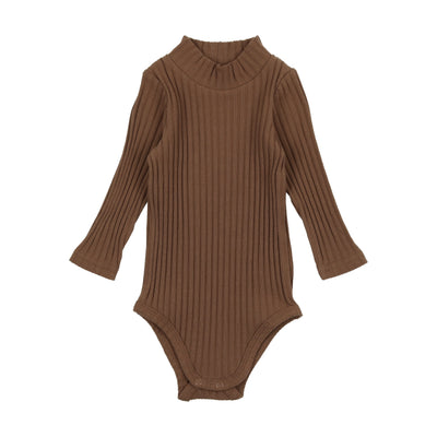 Lil Legs Ribbed Mockneck Onesie - Camel