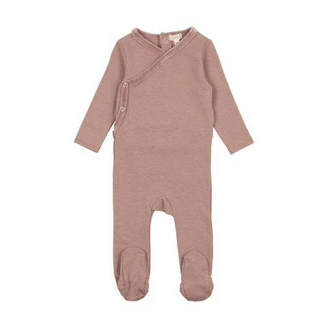 Lil Legs Velour Trim Footie - Mauve