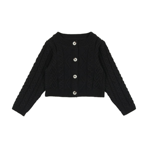 Analogie Cable Knit Cardigan - Black