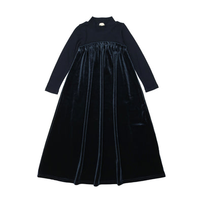 Lil Legs Velour Maxi Dress - Navy