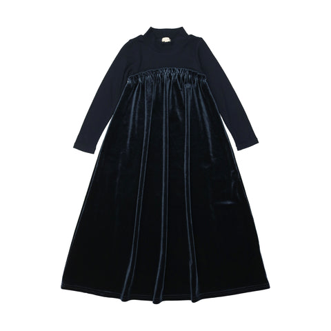 Lil Legs Velour Maxi Dress - Navy