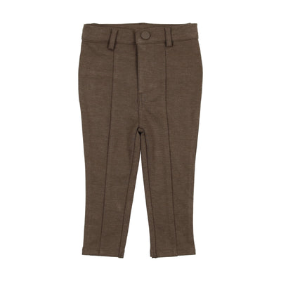 Lil Legs Knit Stretch Pants with Leg Seam - Heather Brown