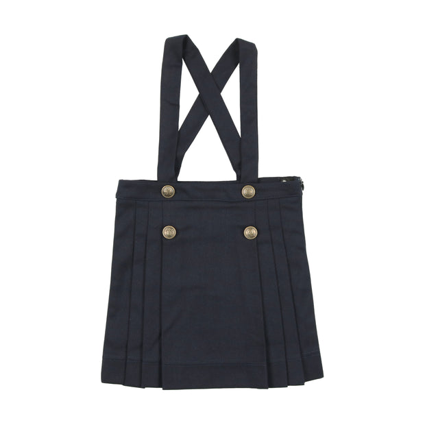 Analogie Pleated Suspender Skirt - Navy