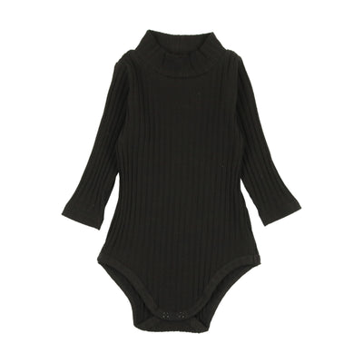 Lil Legs Ribbed Mockneck Onesie - Black