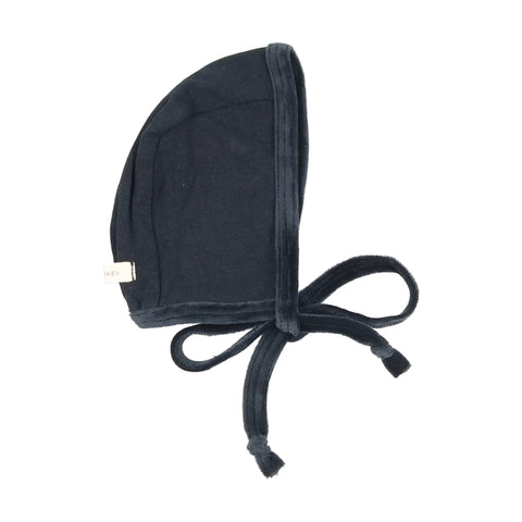 Lil Legs Velour Trim Bonnet - Navy