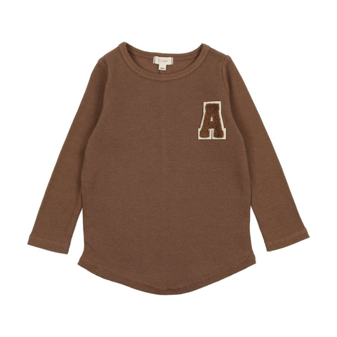 Lil Legs Ribbed Applique Tee - Camel