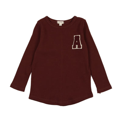 Lil Legs Ribbed Applique Tee - Burgundy
