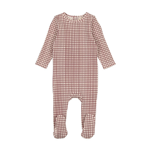 Lil Legs Printed Footie - Red Windowpane