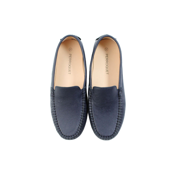 Perroquet Shoes Pebbled Leather Loafers - Navy