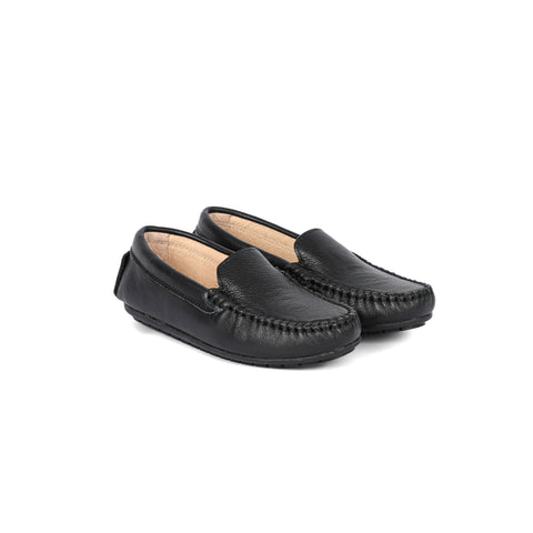 Perroquet Shoes Loafers - Black Pebbled Leather