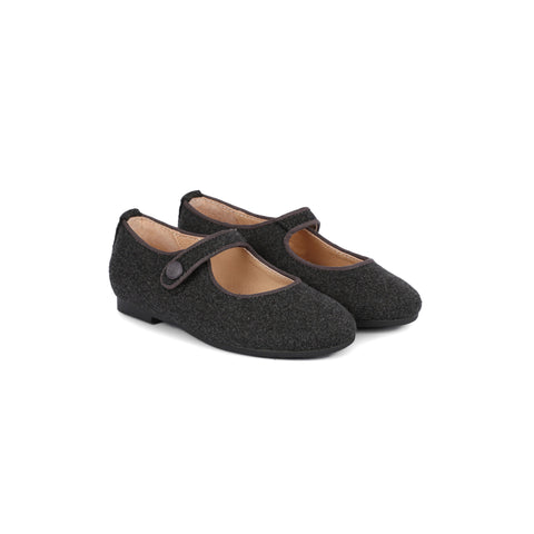 Perroquet Shoes Round Front Mary Janes - Gray Wool