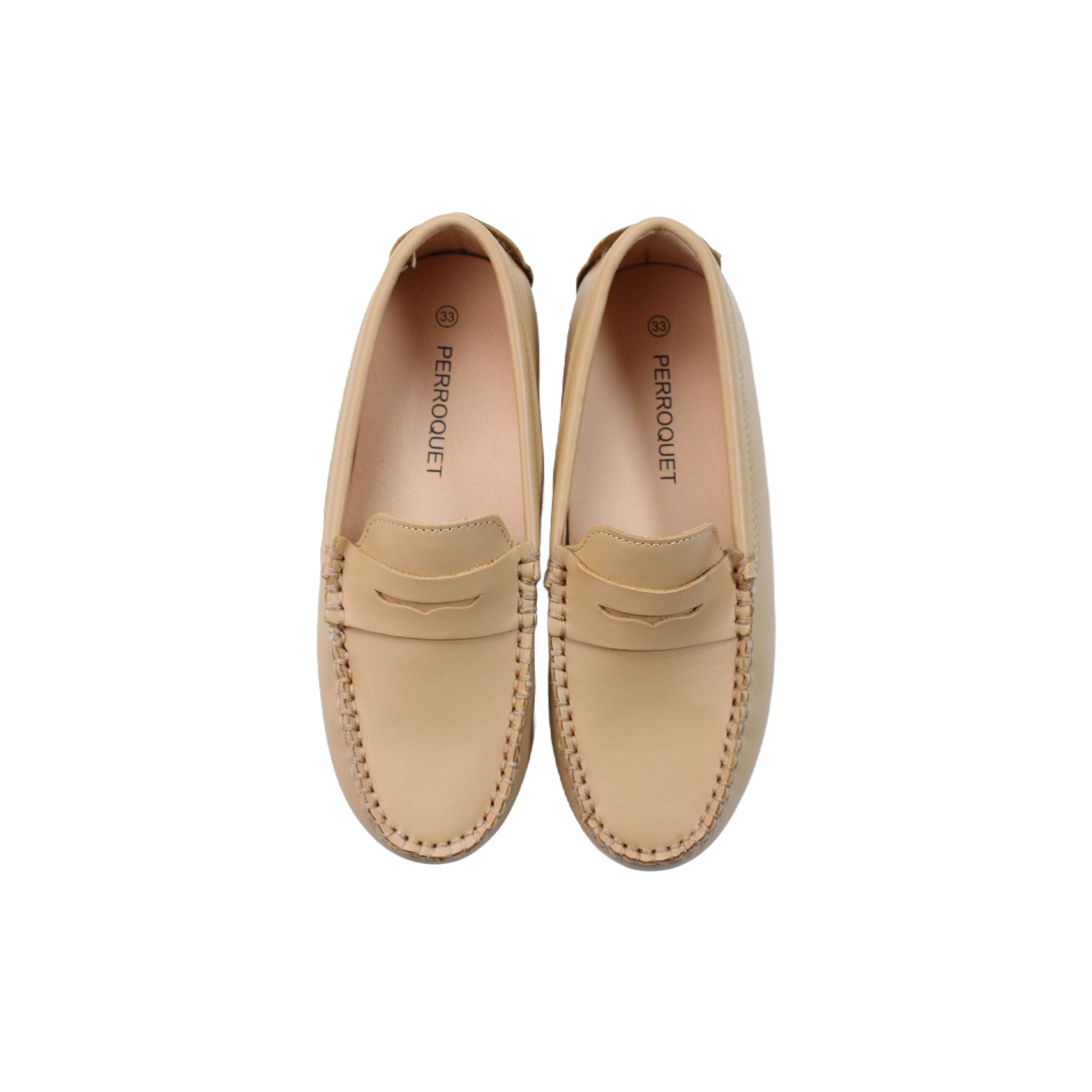 Perroquet Shoes Girls Clunky Penny Loafers - Green Leather