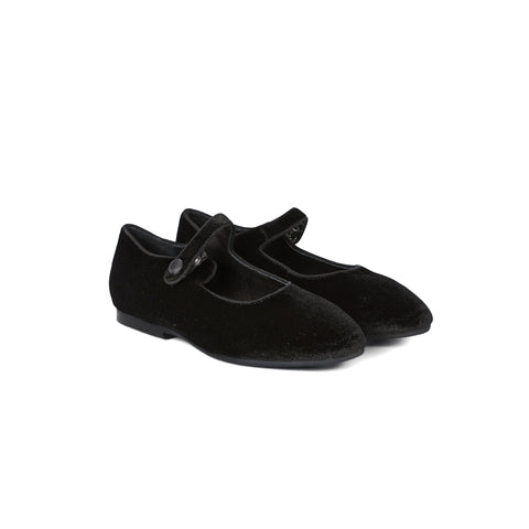 Perroquet Shoes Pointy Mary Janes - Black Velvet