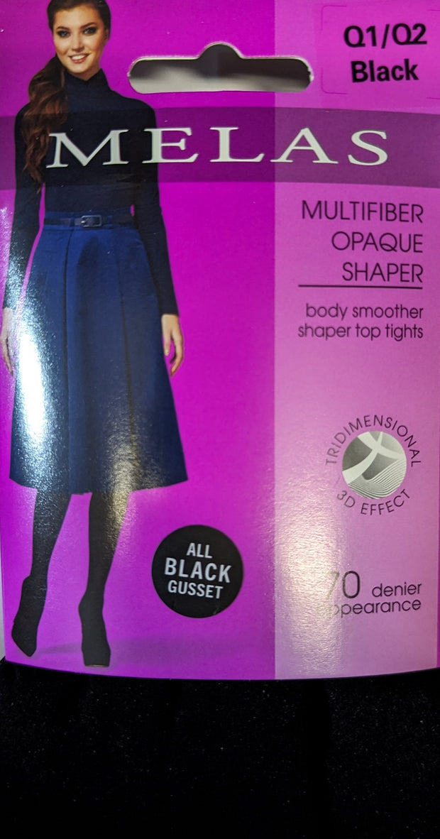 Melas Multifiber Opaque Body Smoother Shaper 70 Denier Tights - Black AT-716