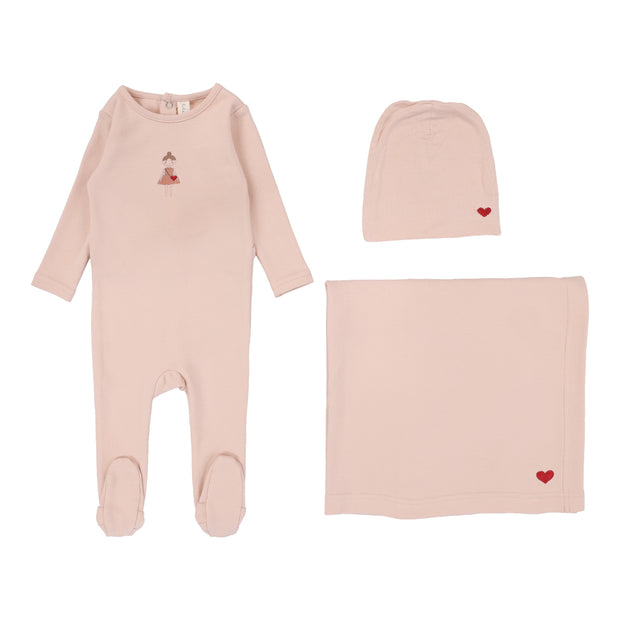 Lilette pink doll layette set from our Cotton Graphic.