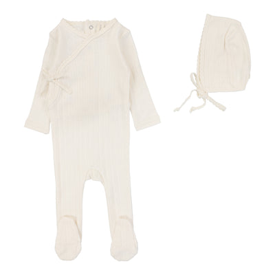 Lilette cream fine pointelle footie set from our Fine Pointelle.