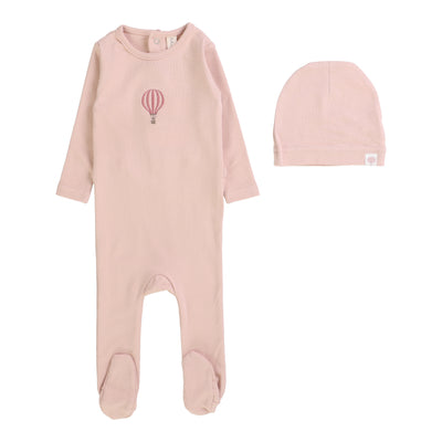 Lilette peach single hot air balloon footie set from our Cotton Graphic.