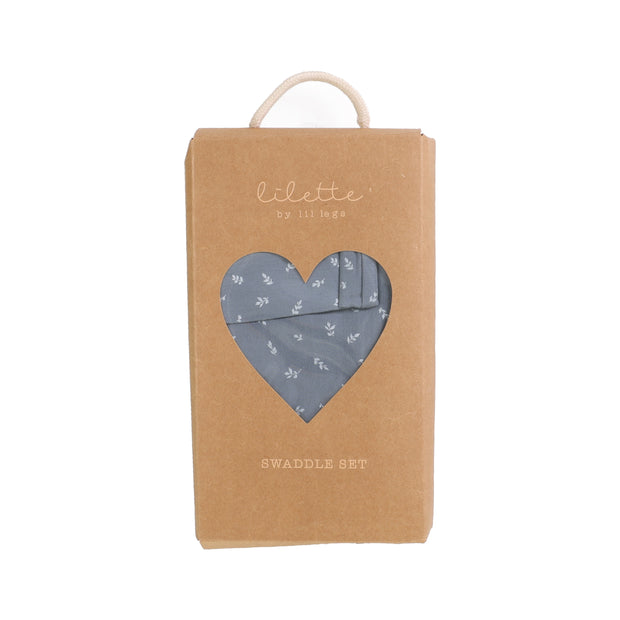 Lilette blue twig swaddle set from our Cotton Graphic.