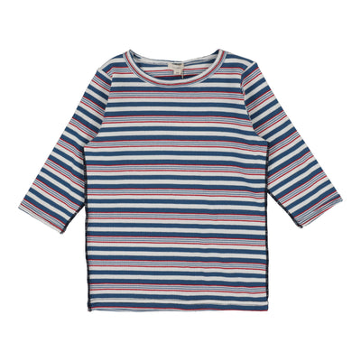 Lil Legs multistripe basic girls t-shirt three quarter sleeve from our Vintage Contrast Collection.