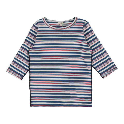Lil Legs multistripe basic girls t-shirt three quarter sleeve from our Vintage Contrast Collection.