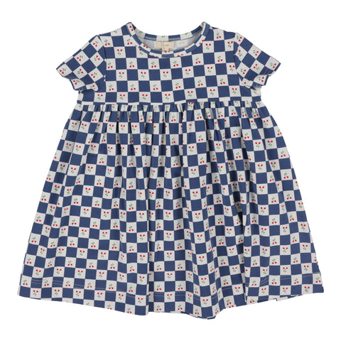 Lil Legs blue checked tulip dress short sleeve from our Printed Weekday Collection.