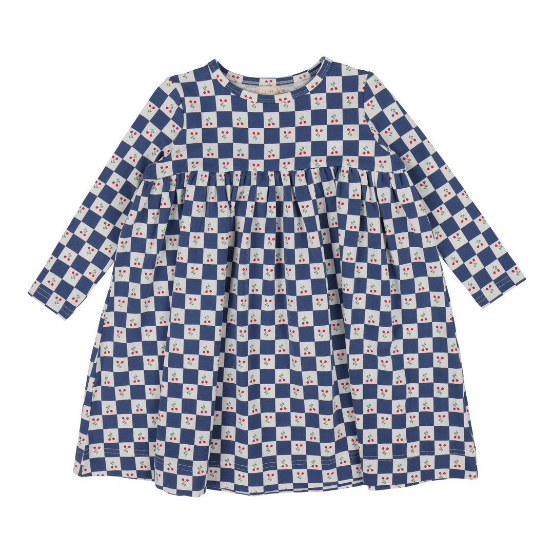 Lil Legs Checked Tulip Dress Long Sleeve for Girls, 10Y