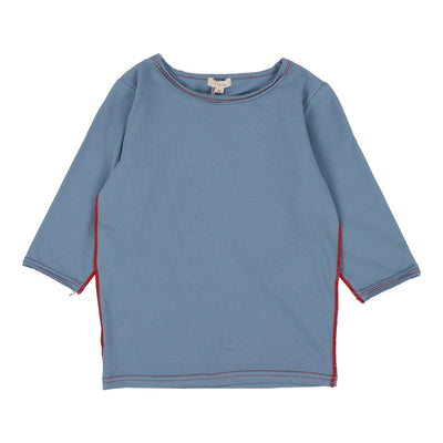 Lil Legs blue basic girls t-shirt three quarter sleeve from our Vintage Contrast Collection.