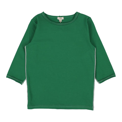 Lil Legs green basic girls t-shirt three quarter sleeve from our Vintage Contrast Collection.
