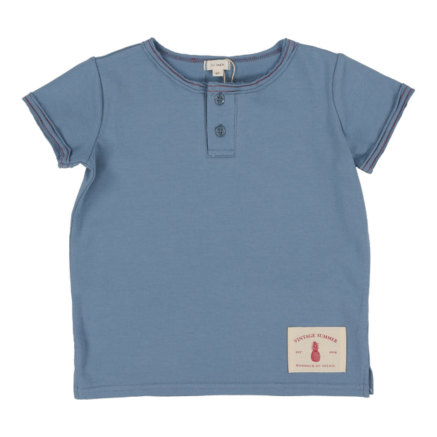 Lil Legs blue boys henley t-shirt from our Robes & Pajamas.