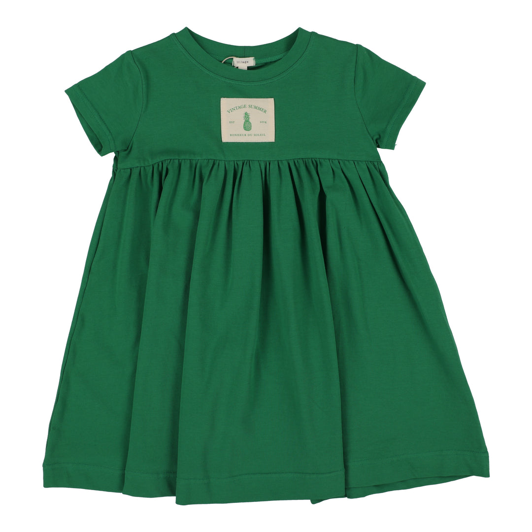 Lil Legs Patch Dress Short Sleeve - Green (Vintage Contrast Collection Head Shoulders Toes & Bows Lil Legs Patch Dress Short Sleeve - Green (Vintage Contrast Collection Head Shoulders Toes & Bows
