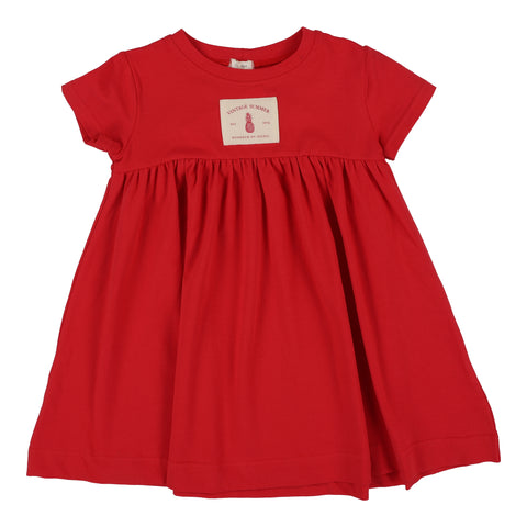 Lil Legs red patch dress short sleeve from our Vintage Contrast Collection.