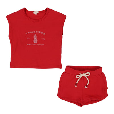 Lil Legs red toddler set from our Vintage Contrast Collection.