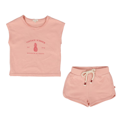 Lil Legs coral toddler set from our Vintage Contrast Collection.